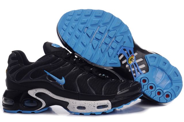 Mens Nike Air Max TN Black Blue Running Shoes - Click Image to Close